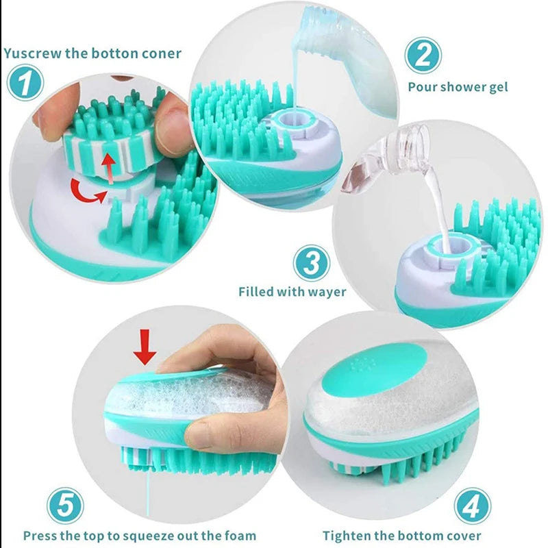 🛁🐾 Escova de Banho 2 em 1 para Cães e Gatos — Banho, Massagem e Higiene em Um Só Produto!