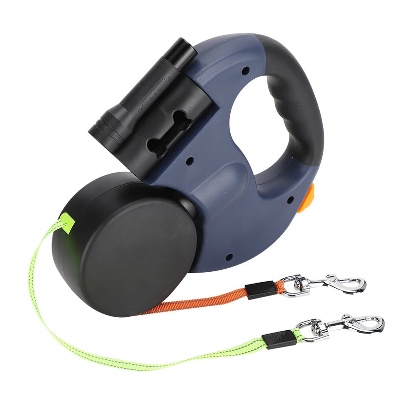 🐾 Guia Retrátil Dupla com LED – Caminhadas mais seguras e práticas com seus pets!