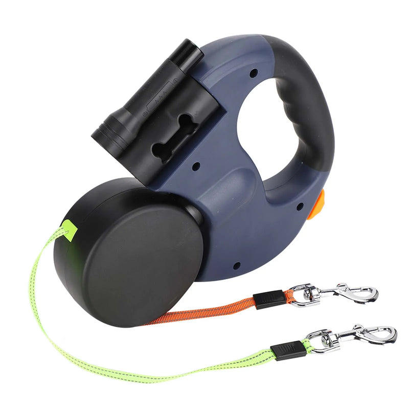 🐾 Guia Retrátil Dupla com LED – Caminhadas mais seguras e práticas com seus pets!