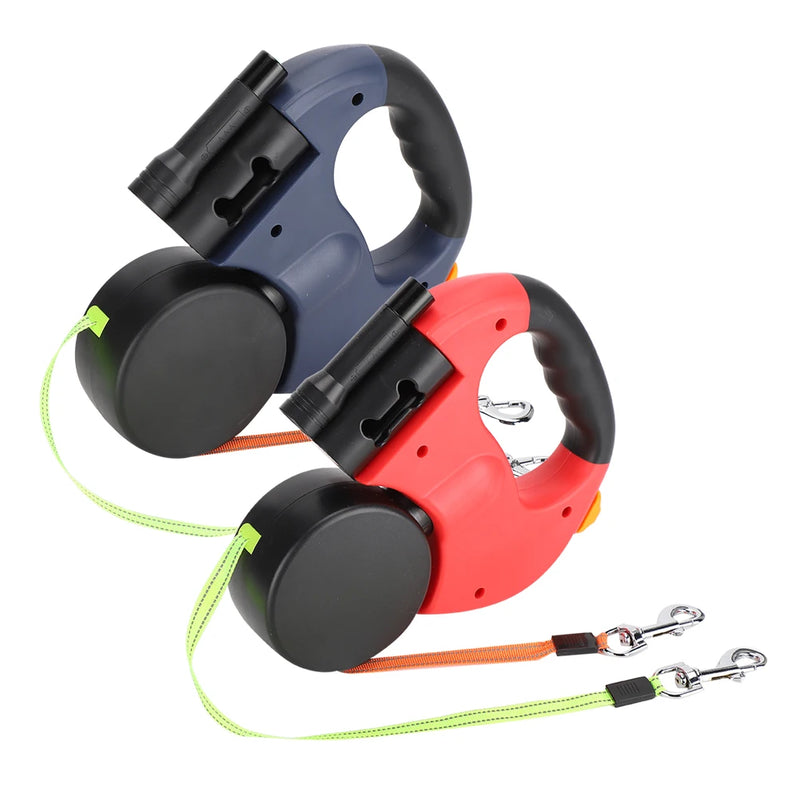 🐾 Guia Retrátil Dupla com LED – Caminhadas mais seguras e práticas com seus pets!