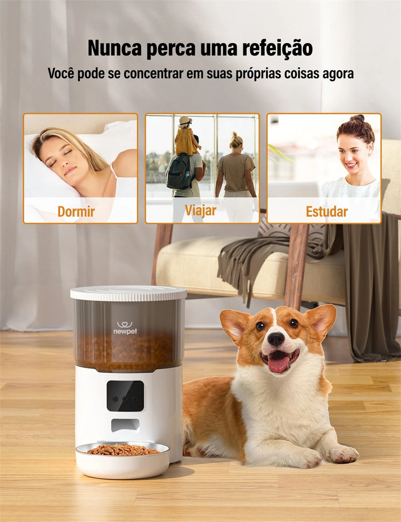 🍽️🤖 Alimentador Automático Inteligente 4L para Cães e Gatos – Praticidade e Controle na Alimentação do Seu Pet!