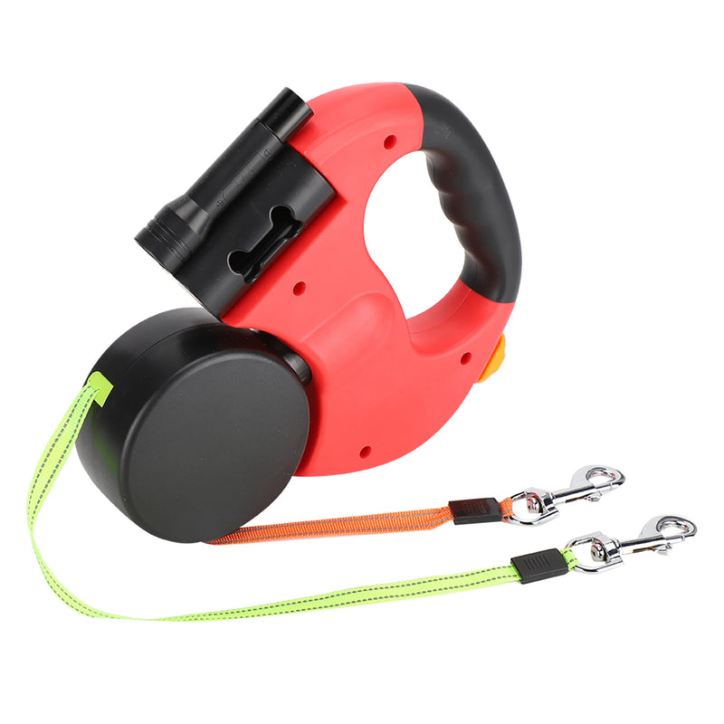 🐾 Guia Retrátil Dupla com LED – Caminhadas mais seguras e práticas com seus pets!