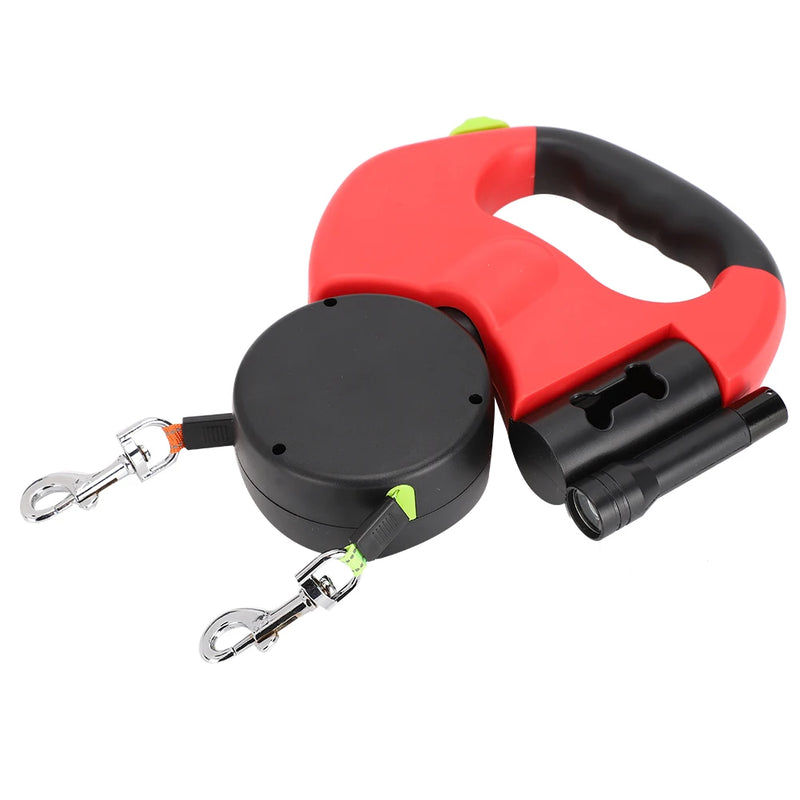 🐾 Guia Retrátil Dupla com LED – Caminhadas mais seguras e práticas com seus pets!