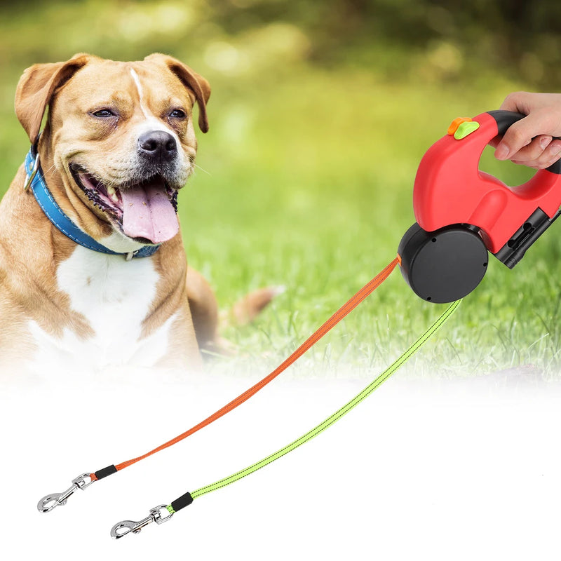 🐾 Guia Retrátil Dupla com LED – Caminhadas mais seguras e práticas com seus pets!