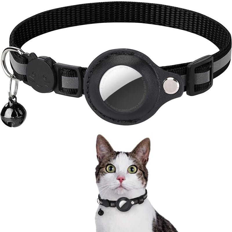 🐱 Coleira Refletiva Ajustável para Gatos com Suporte para AirTag + Sino Integrado