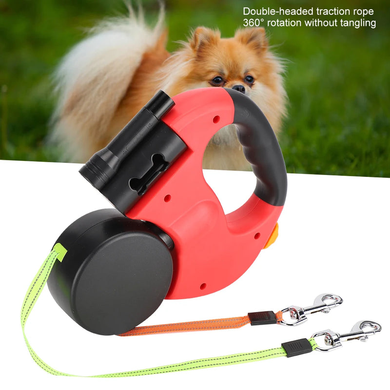 🐾 Guia Retrátil Dupla com LED – Caminhadas mais seguras e práticas com seus pets!