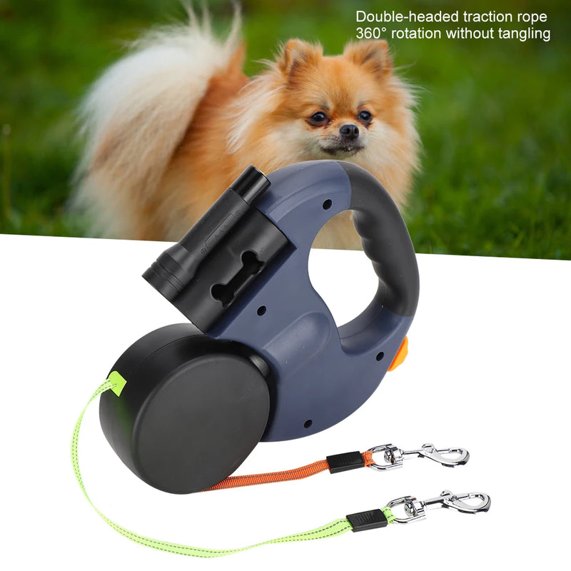 🐾 Guia Retrátil Dupla com LED – Caminhadas mais seguras e práticas com seus pets!