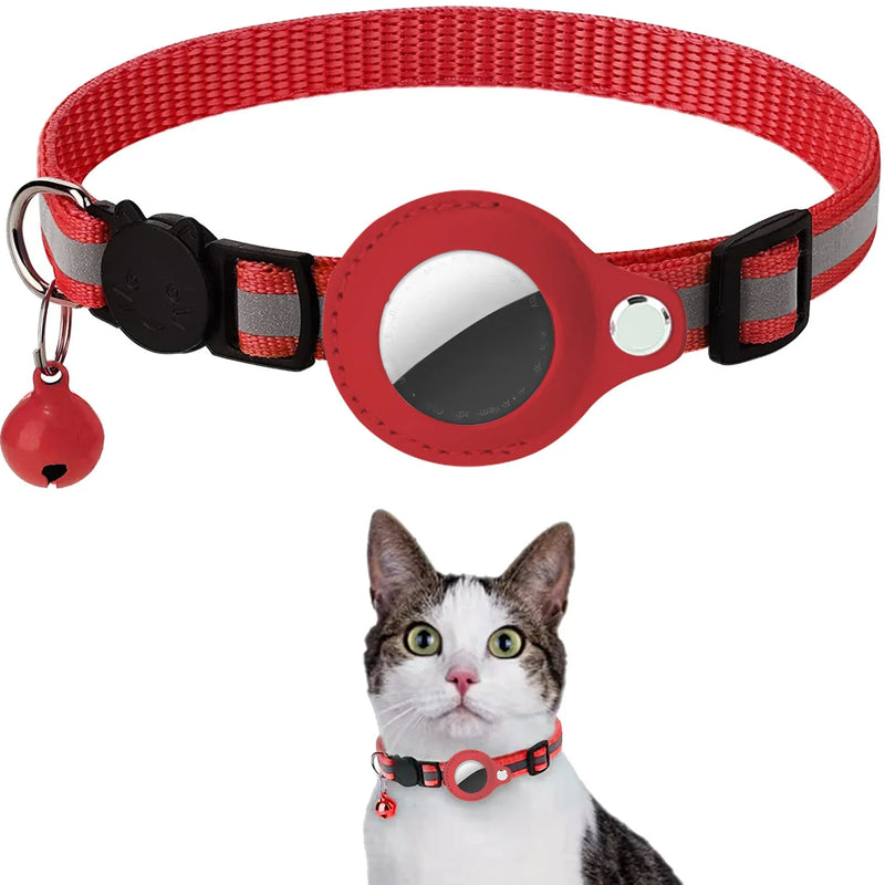 🐱 Coleira Refletiva Ajustável para Gatos com Suporte para AirTag + Sino Integrado