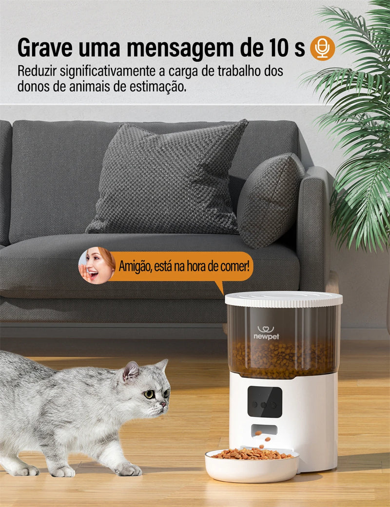 🍽️🤖 Alimentador Automático Inteligente 4L para Cães e Gatos – Praticidade e Controle na Alimentação do Seu Pet!