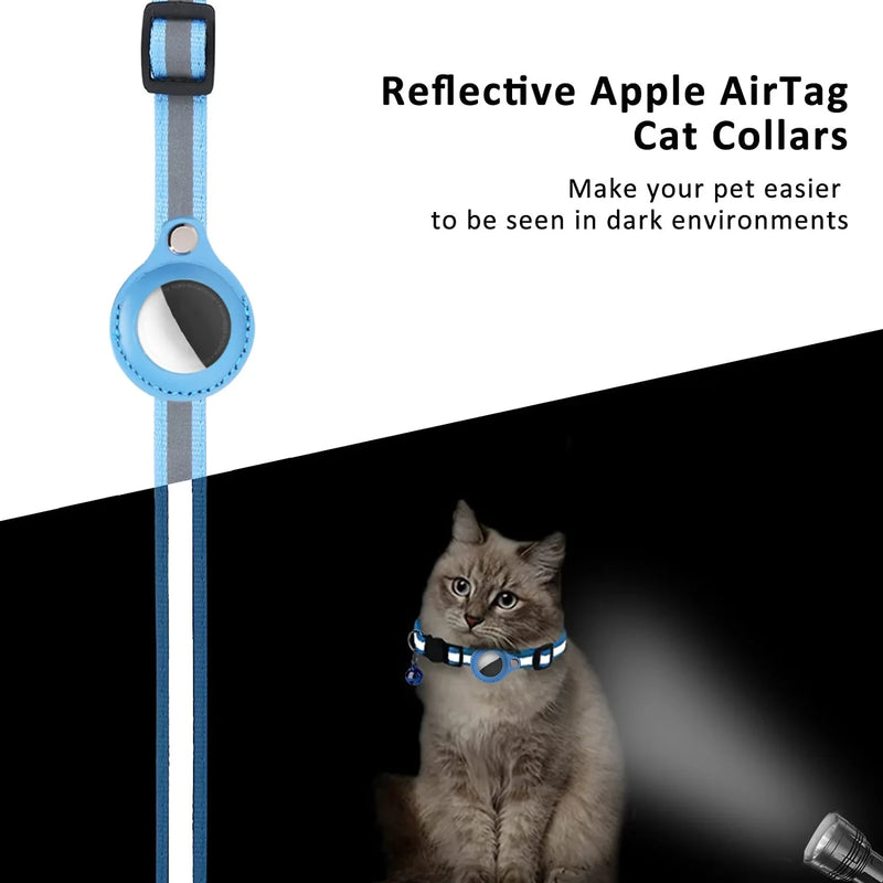 🐱 Coleira Refletiva Ajustável para Gatos com Suporte para AirTag + Sino Integrado