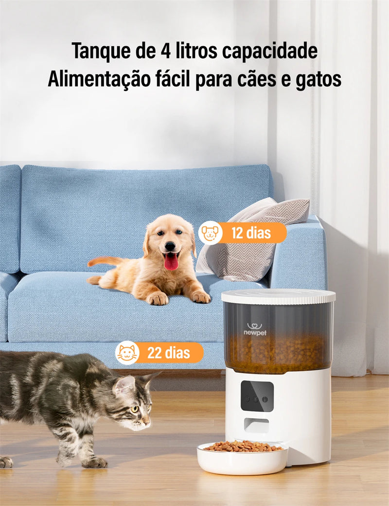 🍽️🤖 Alimentador Automático Inteligente 4L para Cães e Gatos – Praticidade e Controle na Alimentação do Seu Pet!