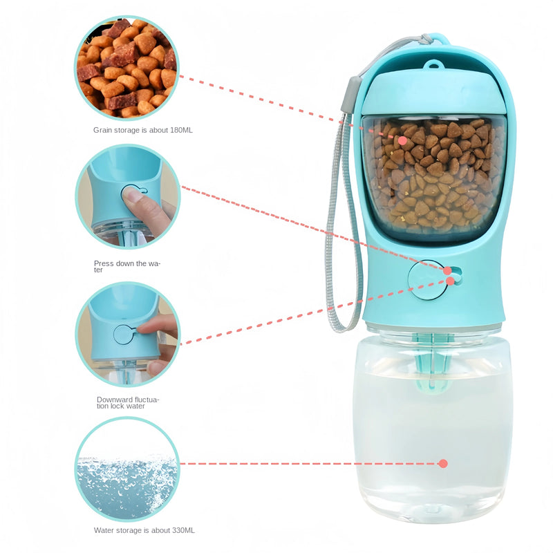 🚰🐾 Garrafa de Água Portátil 2 em 1 para Cães e Gatos – Hidratação e Alimentação Sempre à Mão!
