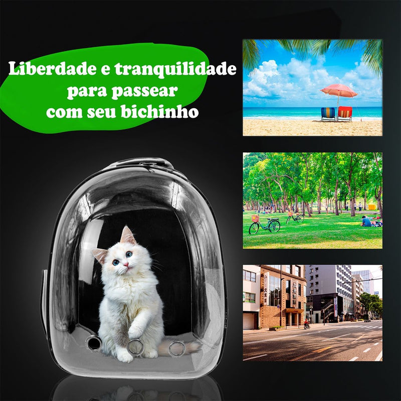 Mochila Pet Com Visão Panorâmica – Leve seu melhor amigo com conforto, estilo e proteção.